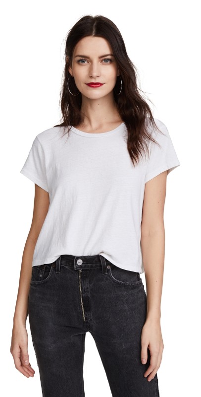 RE/DONE 1950's Boxy Crop Tee Vintage White