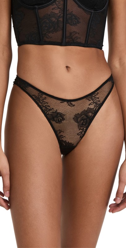 Fleur du Mal Bouquet Lace Cheeky Panties Black