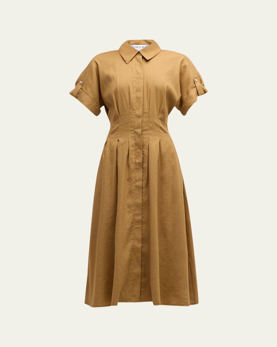 Adavi Waisted Button-Front Midi Dress