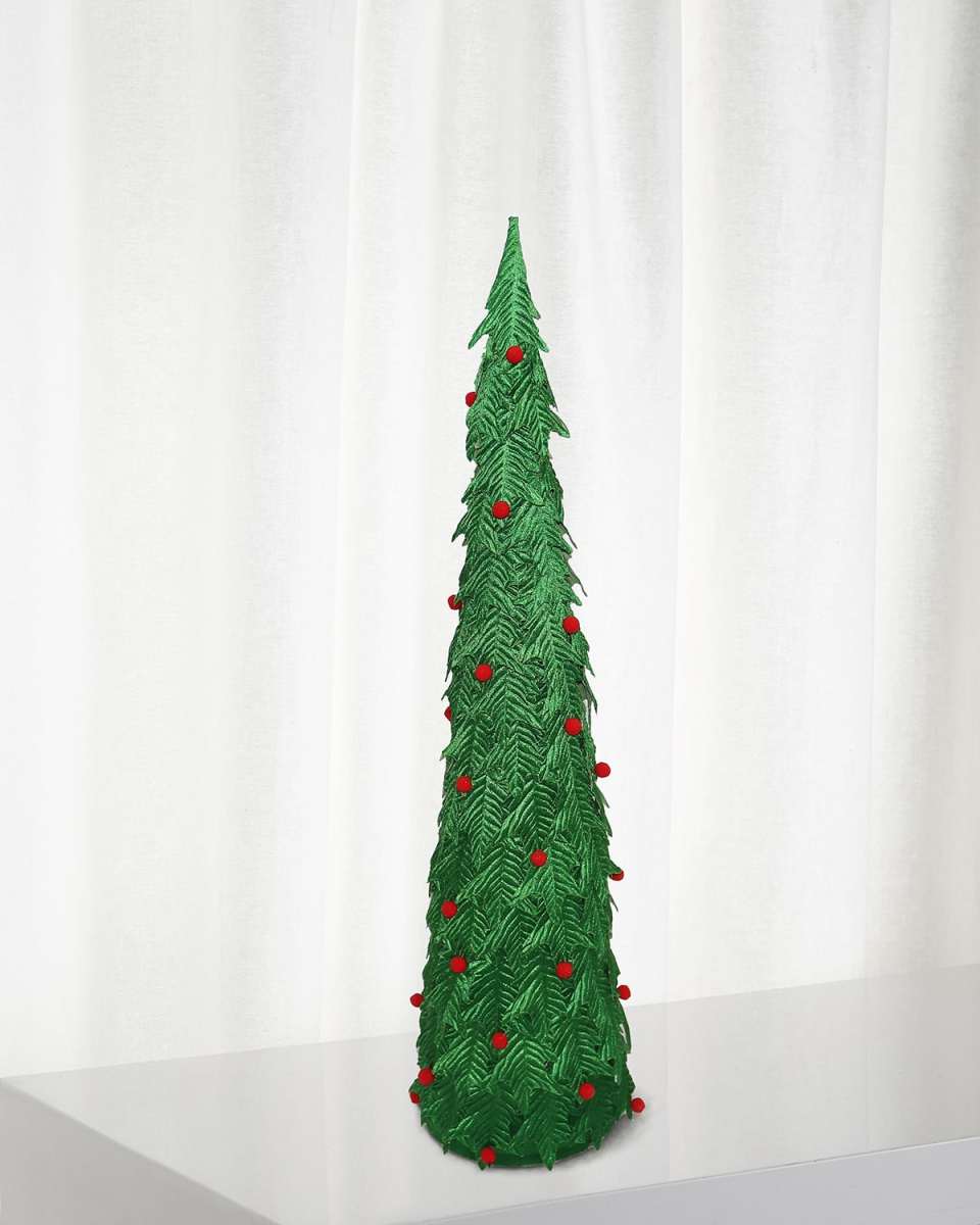 Velvet Holly Tree Christmas Decoration