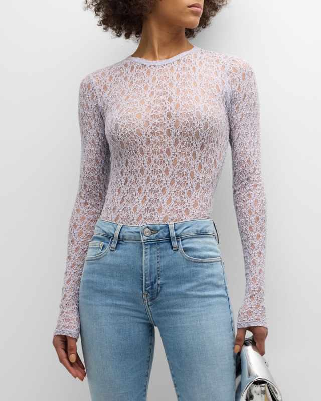 Long-Sleeve Mesh Top