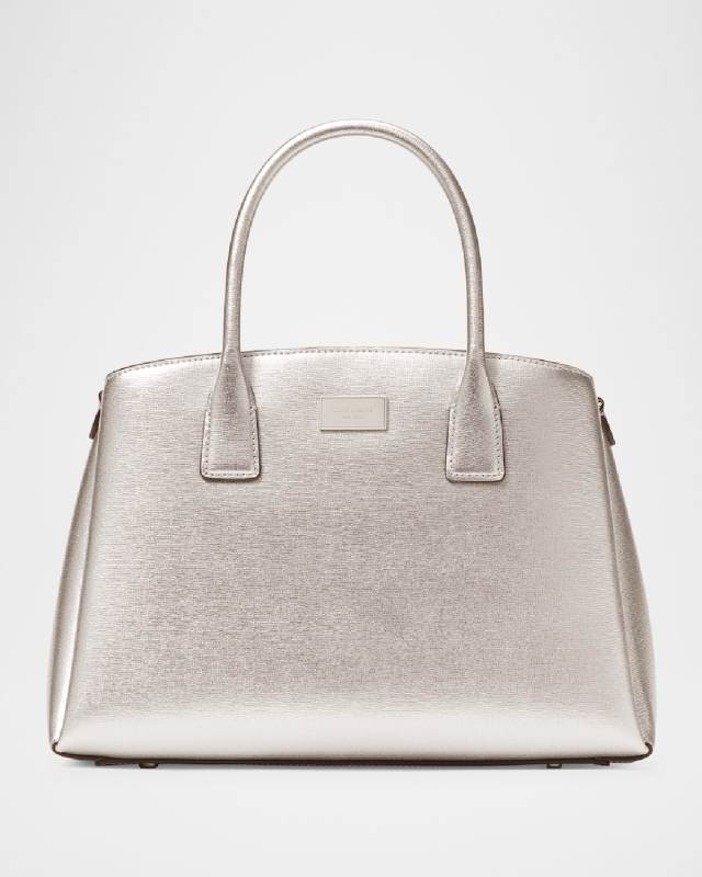 serena metallic leather satchel bag