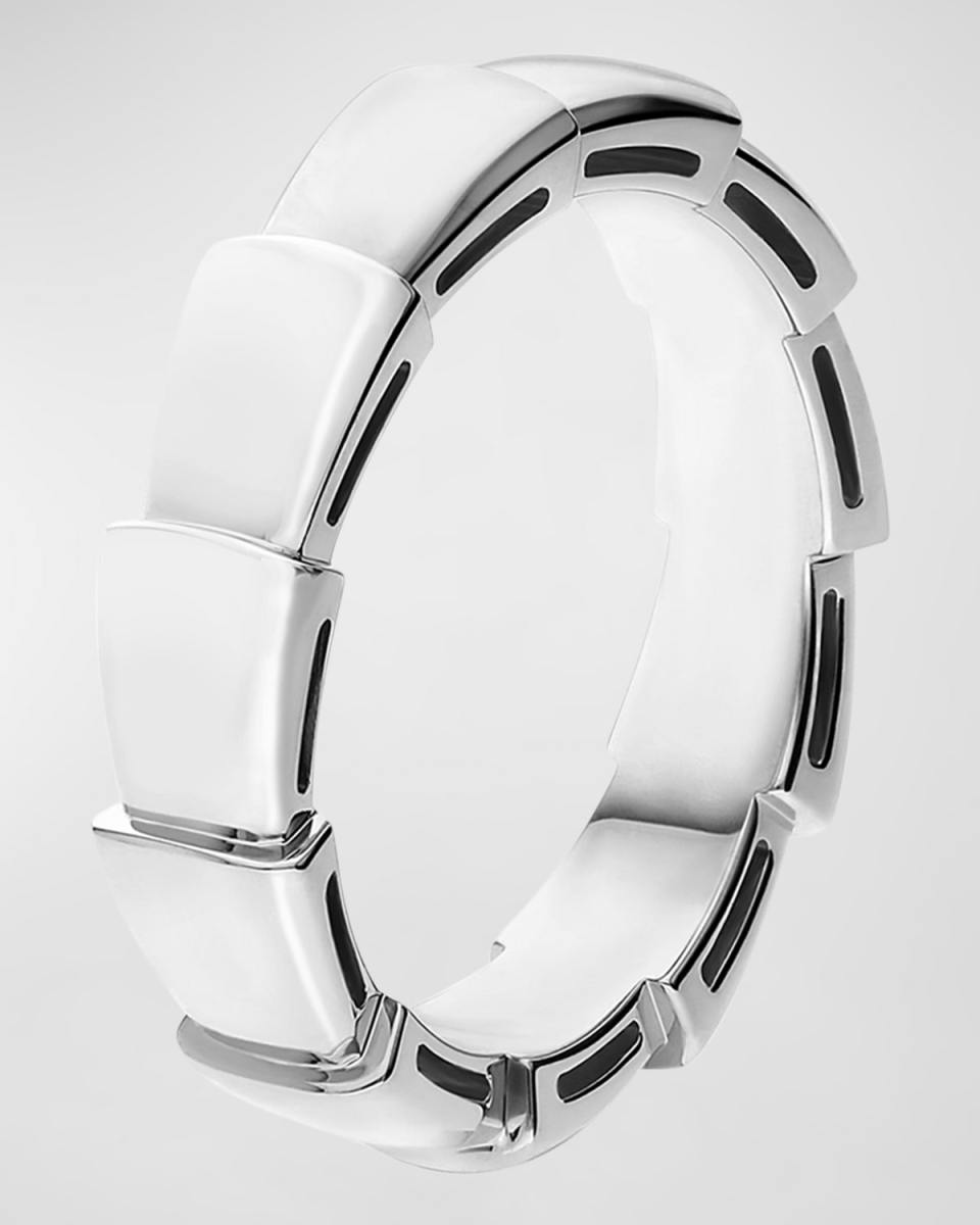 Serpenti Viper Wedding Band Ring in 18k White Gold, EU 53 / US 6.25