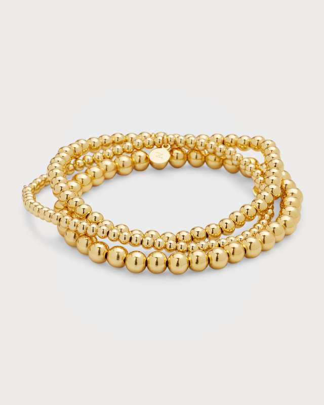 Gold-Fill Bead Bracelet Stack, Set of 3