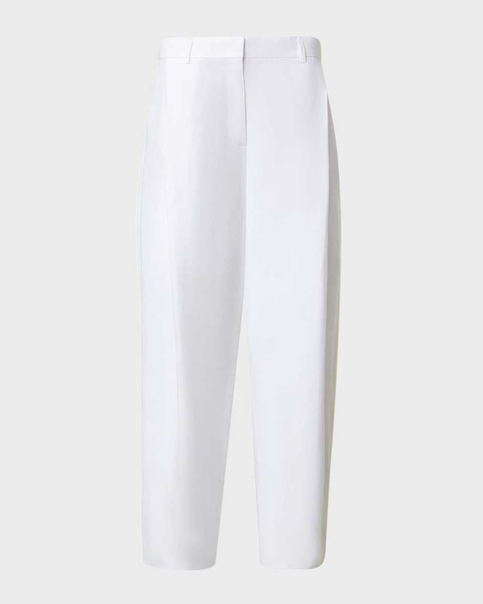 Flori Pleated Straight-Leg Ankle Linen Pants