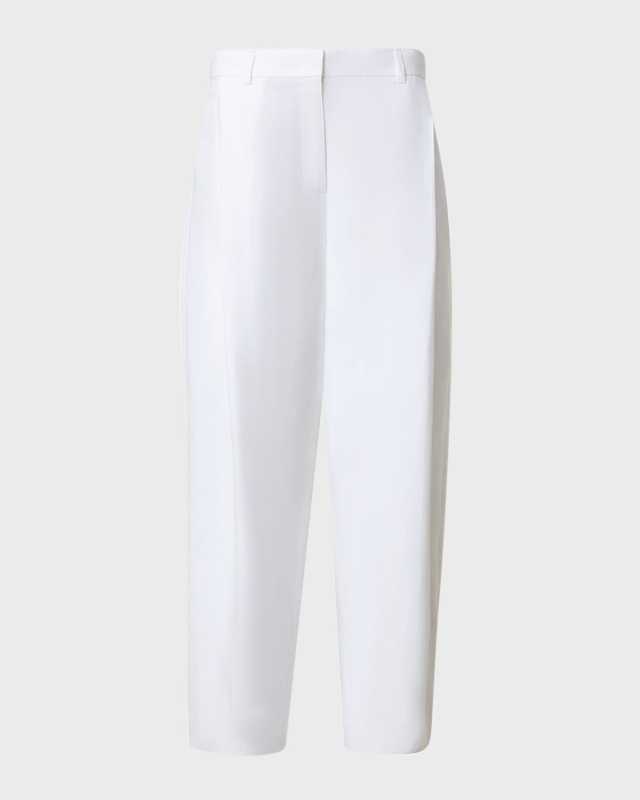 Flori Pleated Straight-Leg Ankle Linen Pants