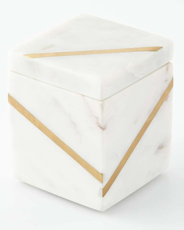 Marble Brass Cotton Jar