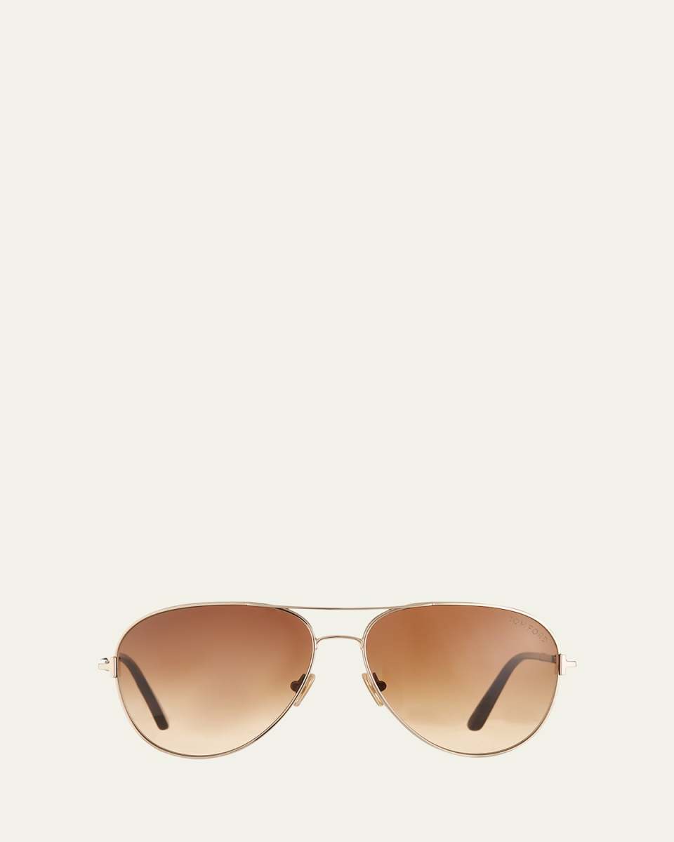 Clark Metal Aviator Sunglasses, Brown/Gold