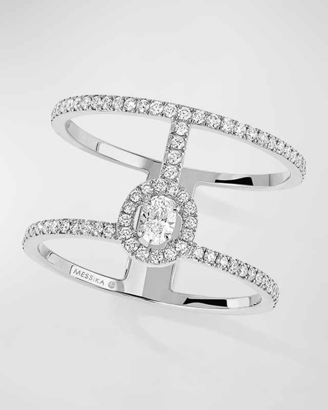 Glam'Azone 18K White Gold Two-Row Diamond Ring
