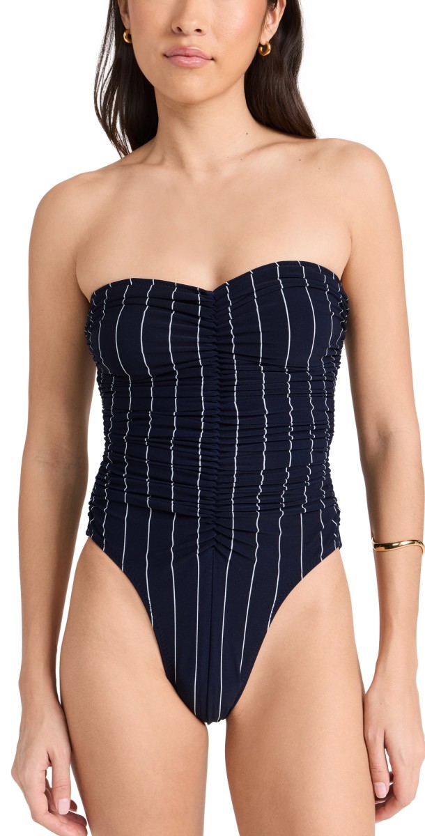 Norma Kamali Slinky Marissa One Piece True Navy Pinstripe