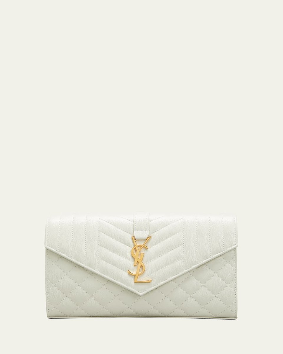 Envelope Triquilt YSL Wallet on Chain in Grained Leather