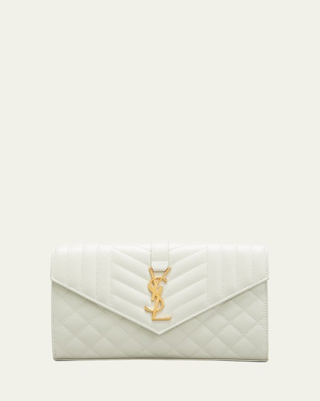 Envelope Triquilt YSL Wallet on Chain in Grained Leather