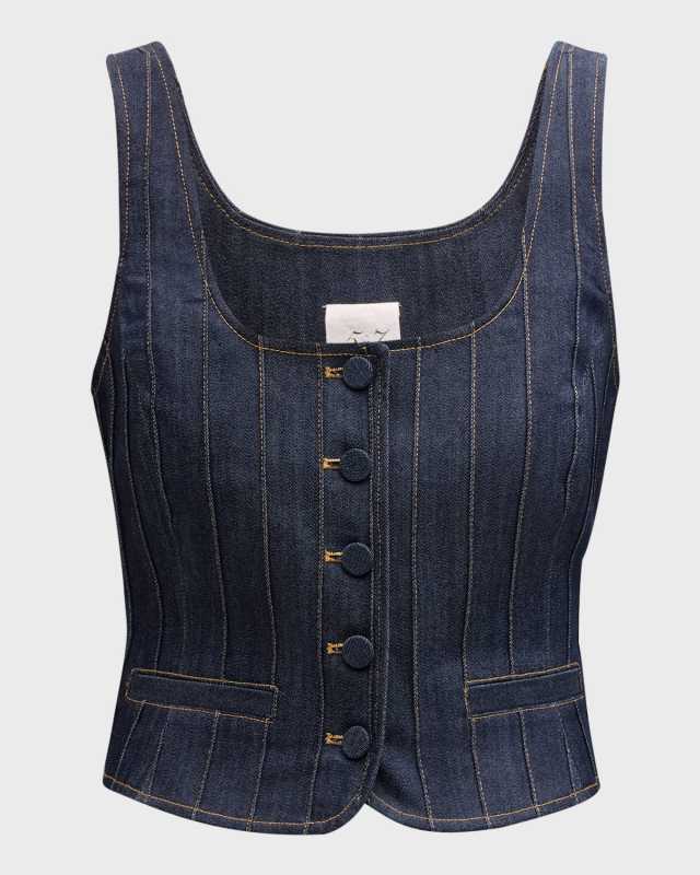 Rowena Pinstripe Denim Vest Top