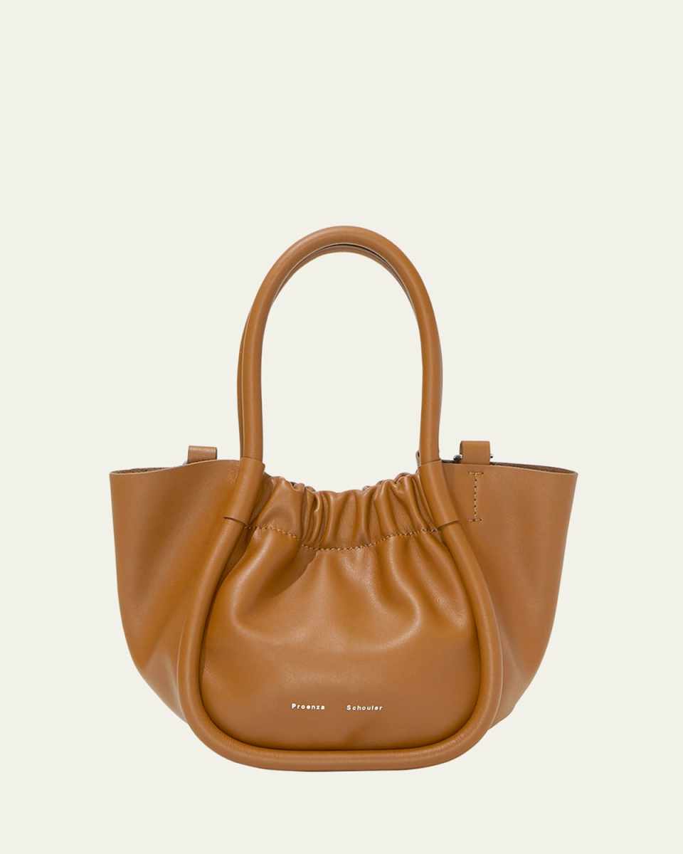 XS Ruched Leather Tote Bag