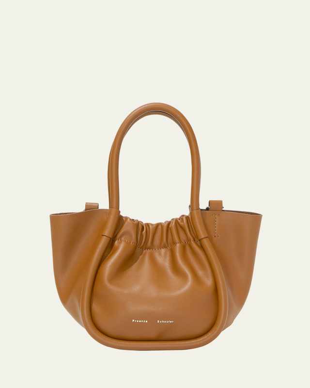 XS Ruched Leather Tote Bag