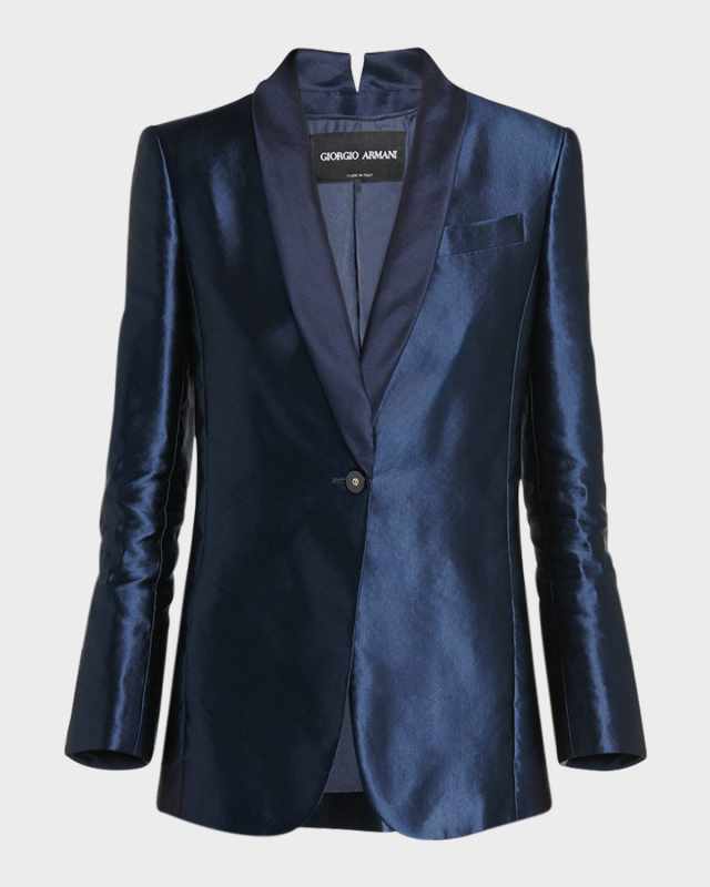 Linen Silk Single-Button Blazer Jacket