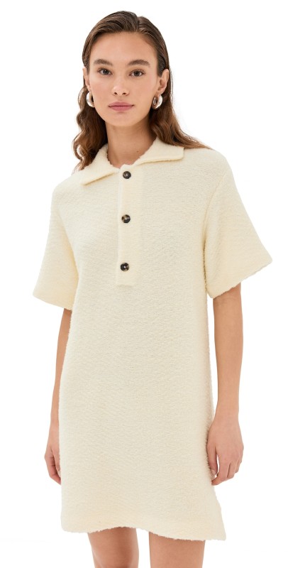JW Anderson Short Sleeve Polo Dress Pale Yellow