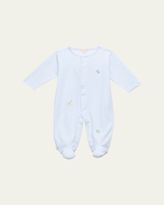 Boy's Jungle Mates Hand Embroidered Footie, Size Newborn-9M
