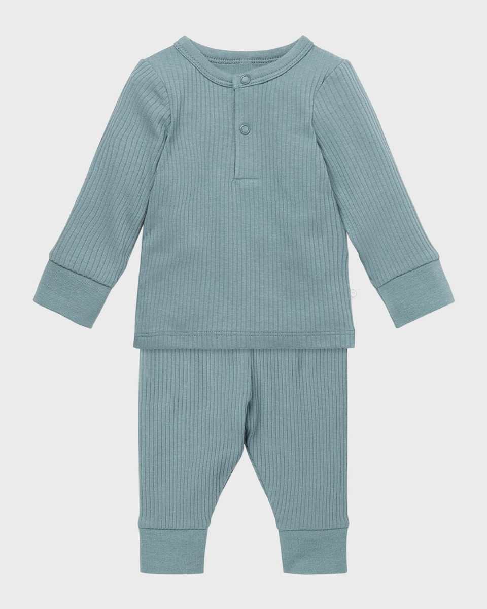 Kid's Two-Piece Ribbed Pajama Set, Size Newbor