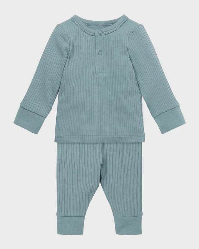 Kid's Two-Piece Ribbed Pajama Set, Size Newbor
