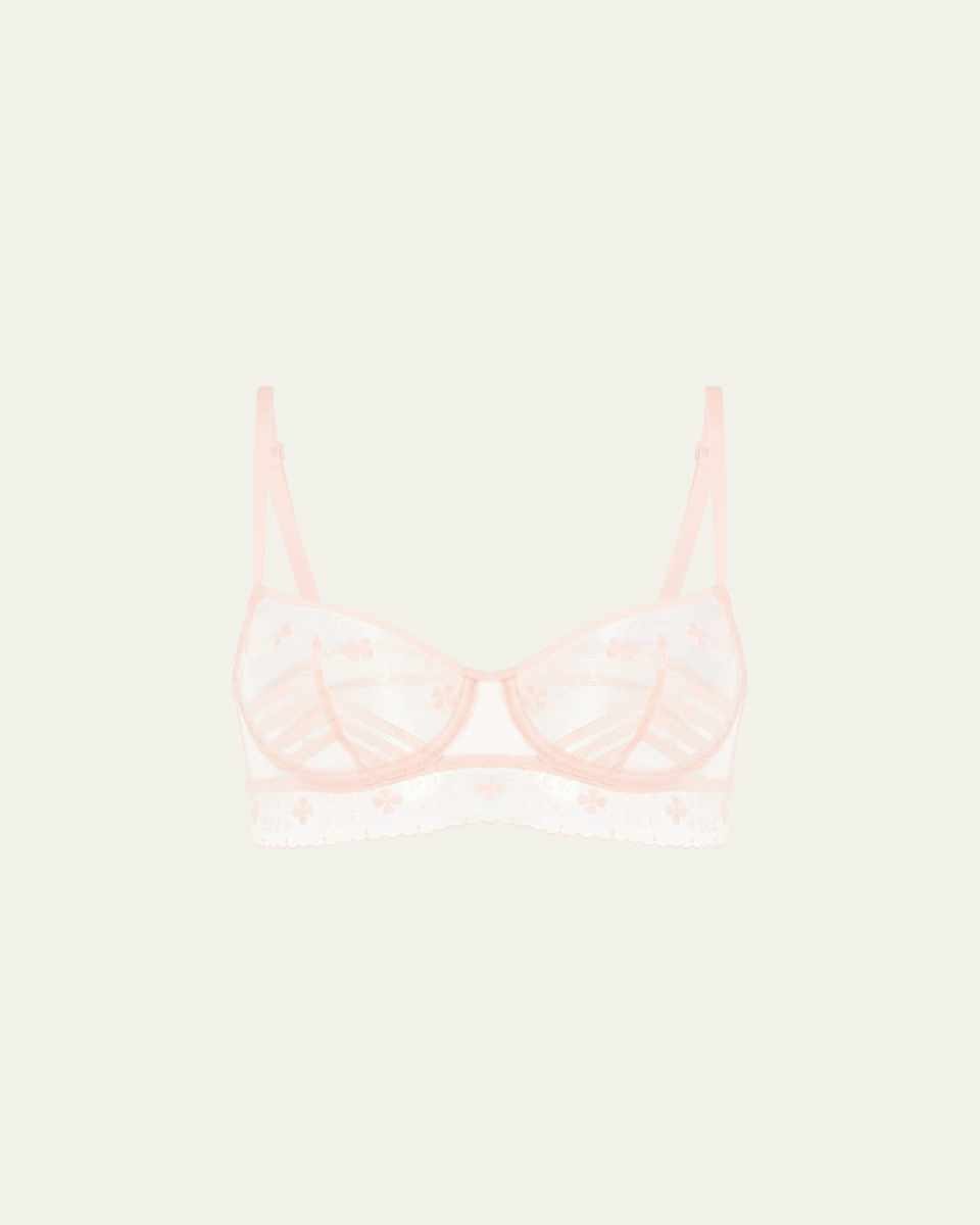 Marthe Floral-Embroidered Mesh Demi Bra