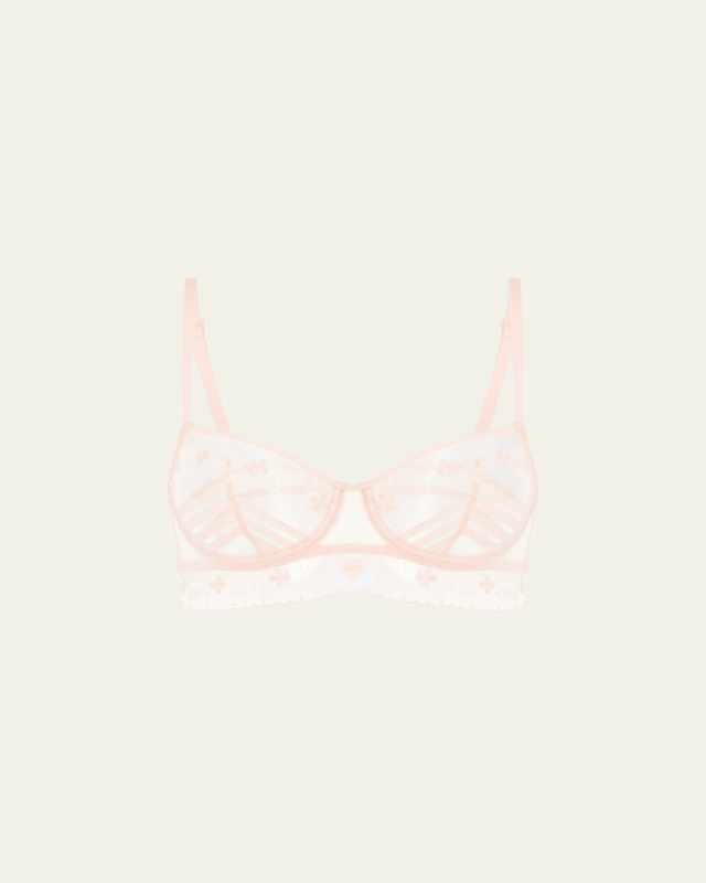 Marthe Floral-Embroidered Mesh Demi Bra
