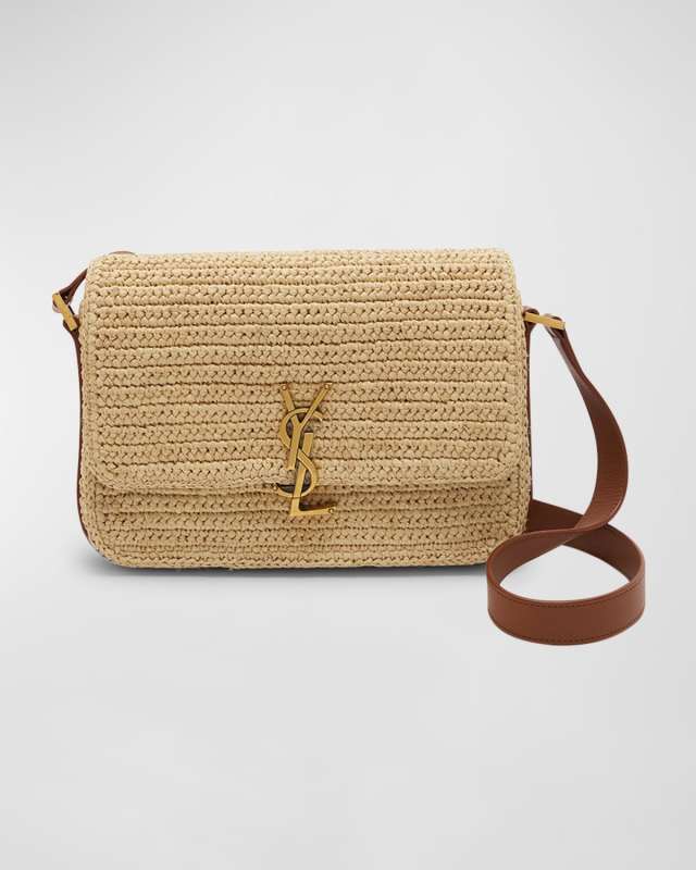 Solferino Medium YSL Crossbody Bag in Raffia