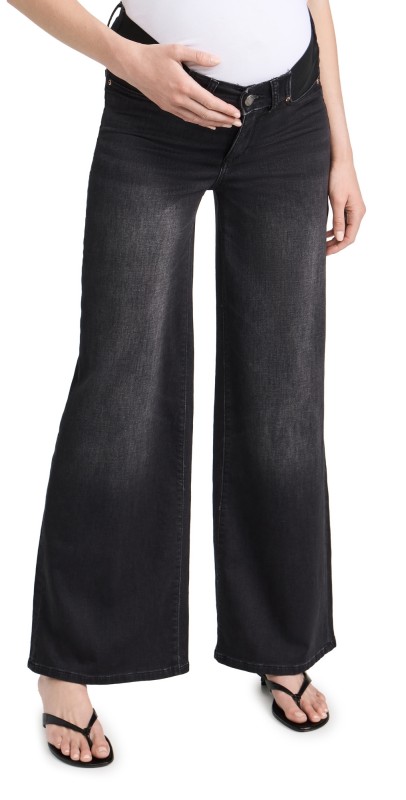 DL1961 Hepburn Wide Leg Maternity Jeans: High Rise 32 Dark Haze (Ultimate Knit)