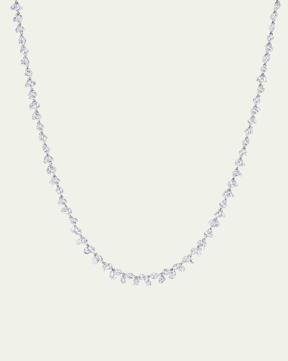 18K White Gold Necklace with Diamonds, 18"L
