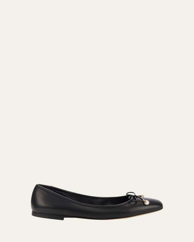 Elme Leather Bow Ballerina Flats