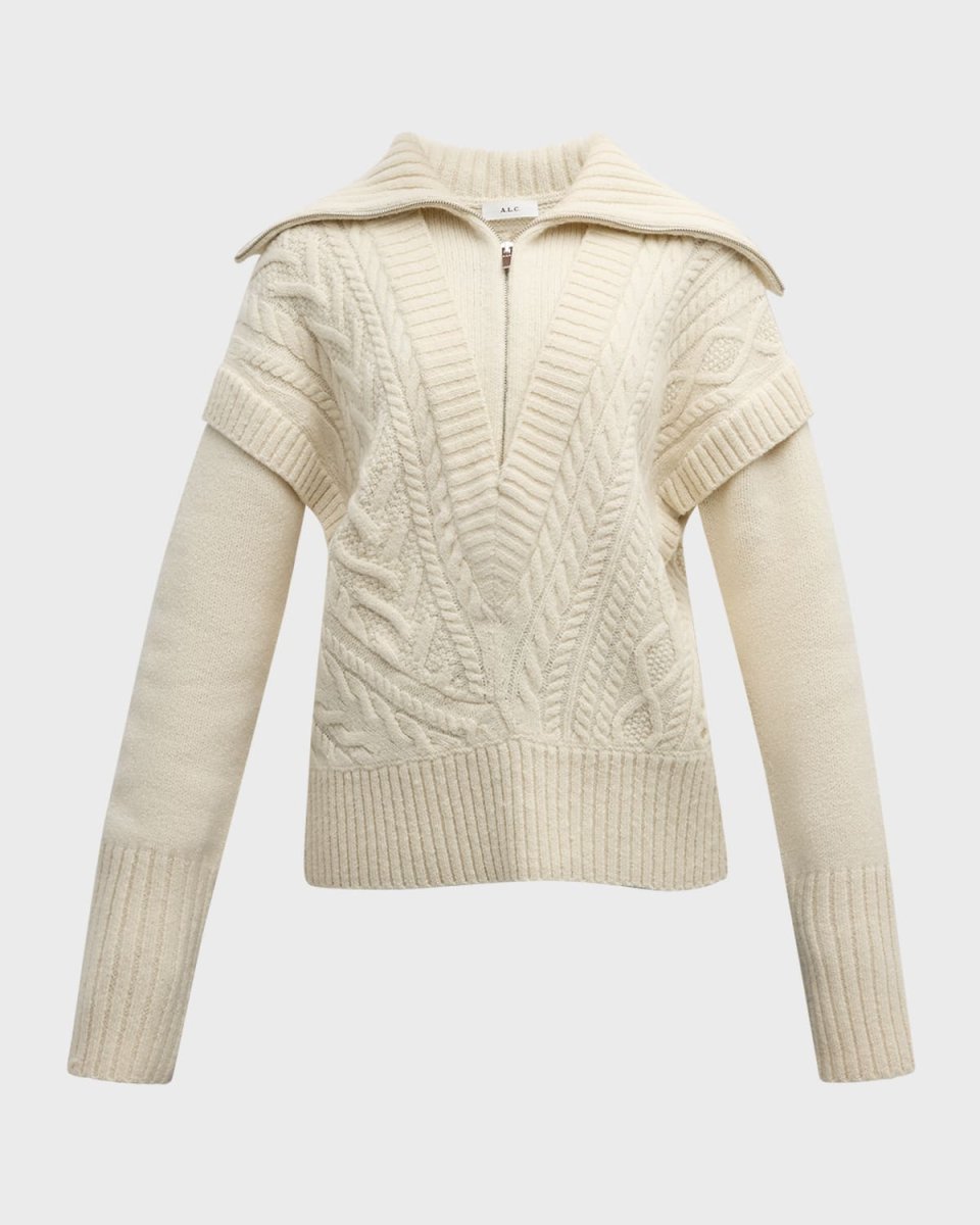 Callie Cable-Knit Half-Zip Sweater