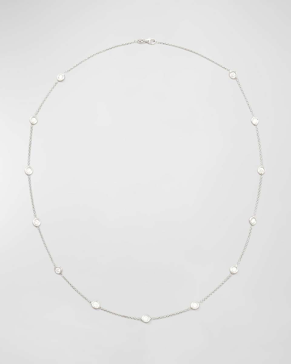 18K White Gold Diamond Station Necklace, 24"L, 2.6tcw