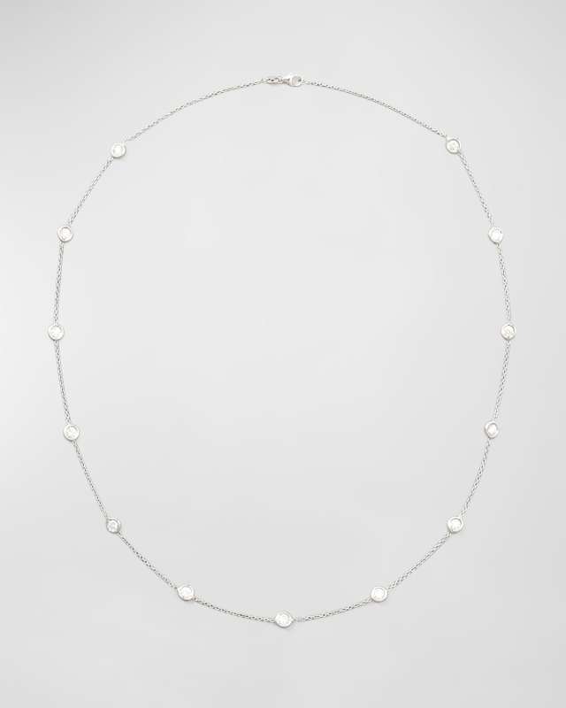 18K White Gold Diamond Station Necklace, 24"L, 2.6tcw