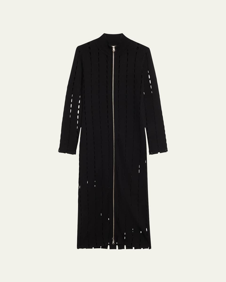 Anatolia Open-Knit Zip Maxi Cardigan