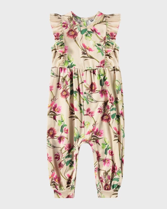 Girl's Fallon Floral-Print Romper, Size 3M-2
