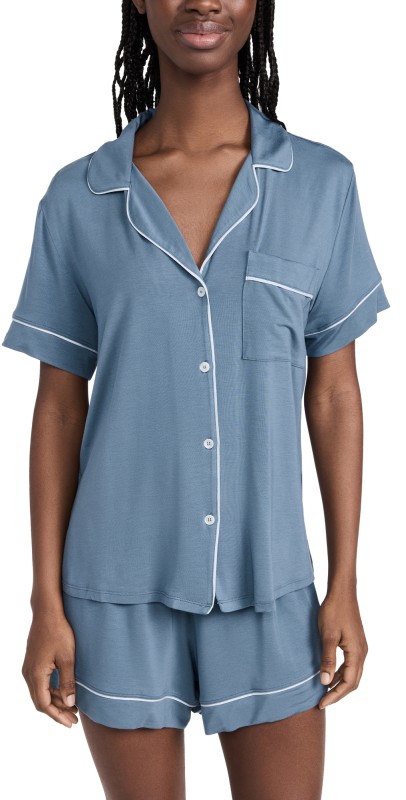 Eberjey Gisele Relaxed Shorts Pajama Set Coastal Blue/Ice Blue