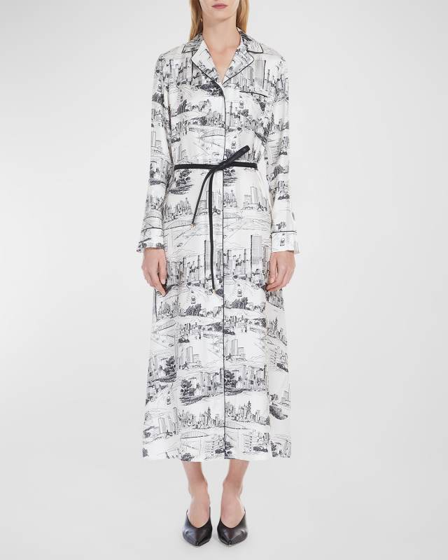 Pappa Toile-Print Silk Midi Shirtdress