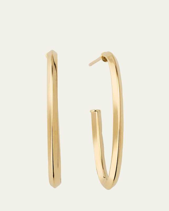 14K Yellow Gold Thin Oval Hoop Earrings