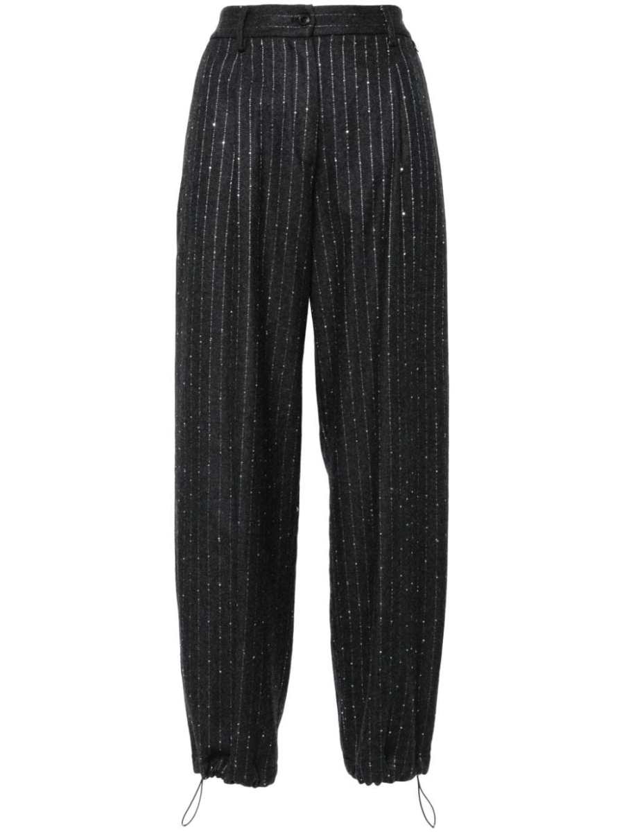 pinstriped trousers