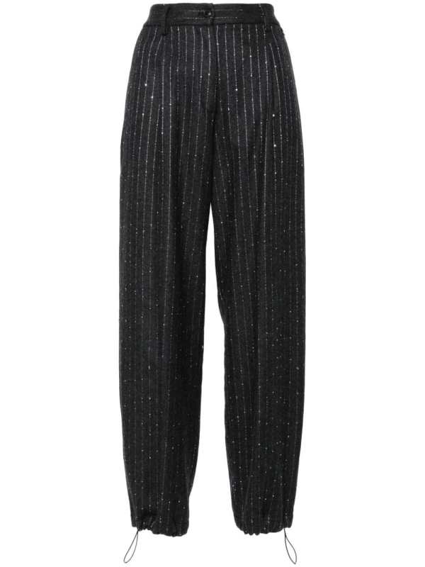 pinstriped trousers