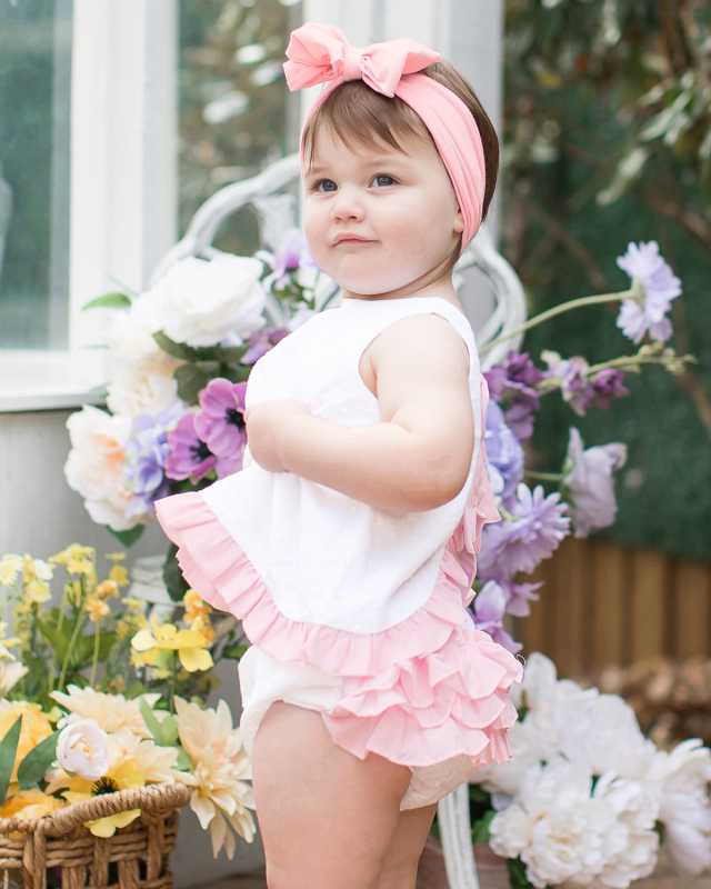 Girl's Swiss Dot Swing Top, Bloomer and Headband Set, Size 0M-2T