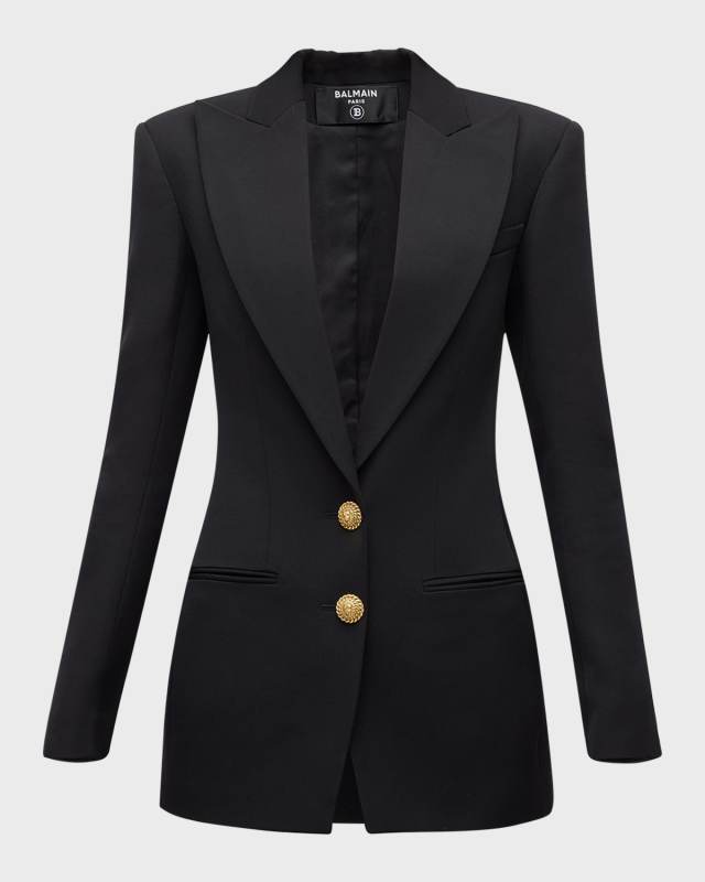 Two-Button Fitted Blazer Jacket