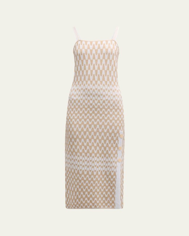 Sleeveless Intarsia Midi Tank Dress