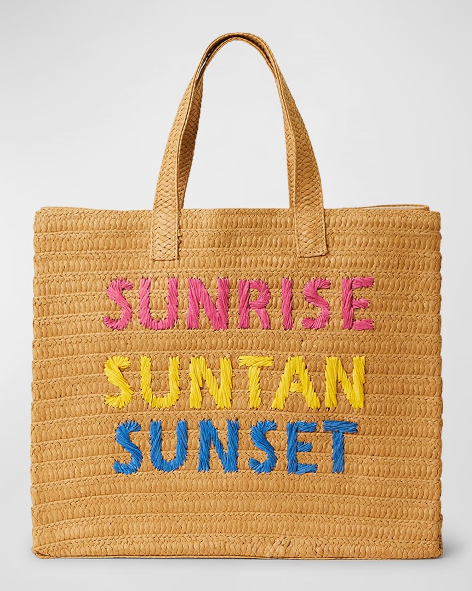 Sunrise Suntan Sunset Straw Tote Bag