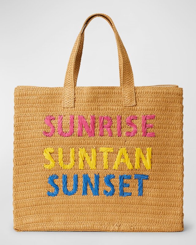 Sunrise Suntan Sunset Straw Tote Bag
