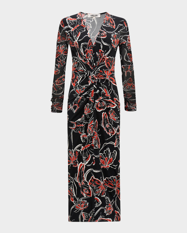 Hades Butterfly-Print Bodycon Midi Dress