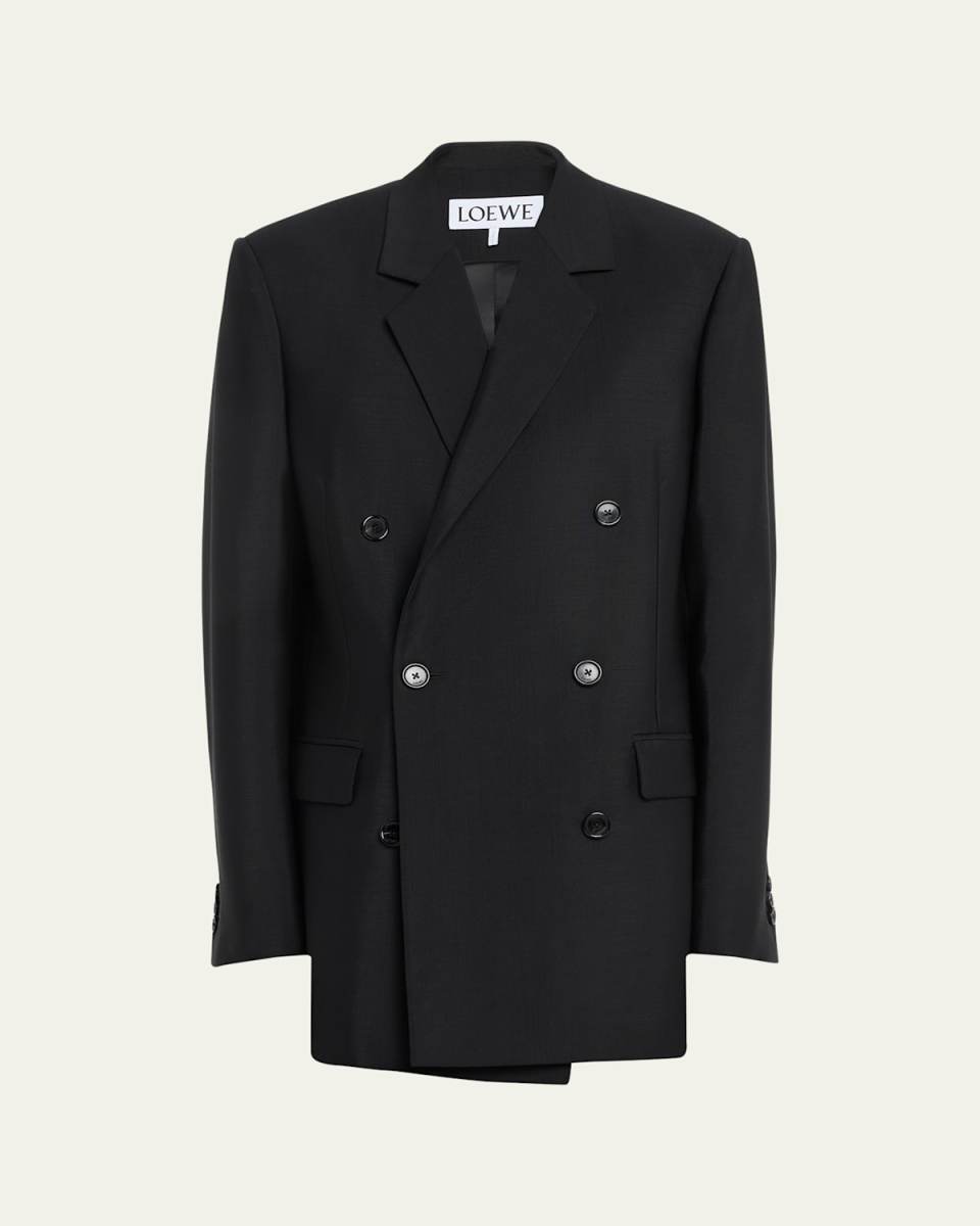 Double-Breasted Mohair-Blend Blazer