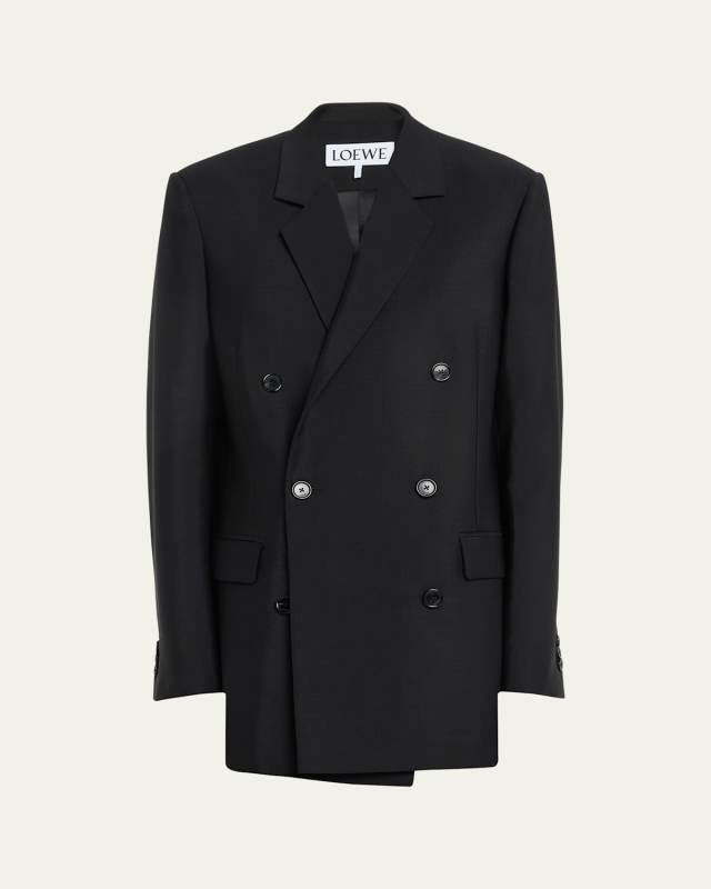Double-Breasted Mohair-Blend Blazer