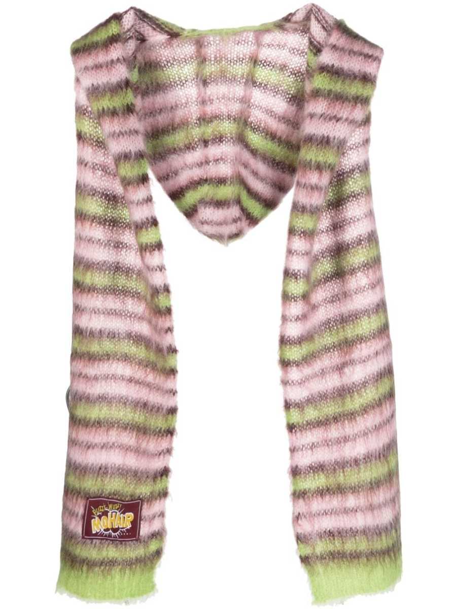 striped mohair-blend hat