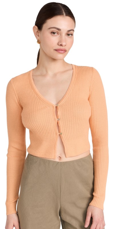 Vince Shrunken Button Cardigan Cantaloupe